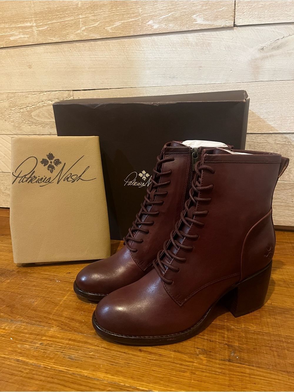 Patricia Nash Sicily Wine Lace-Up Leather Ankle Boots